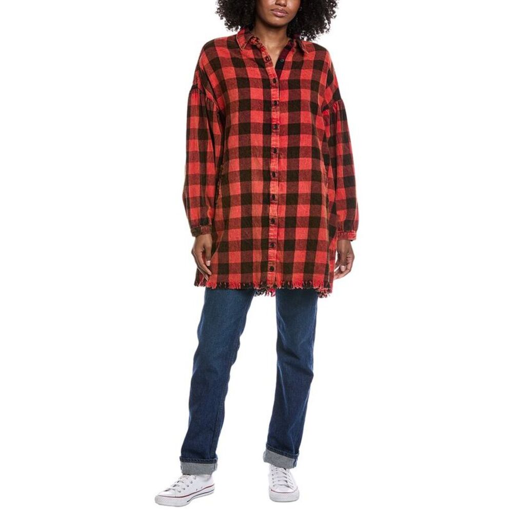 Nu Vintage Womens  Flannel Shirt, Orange